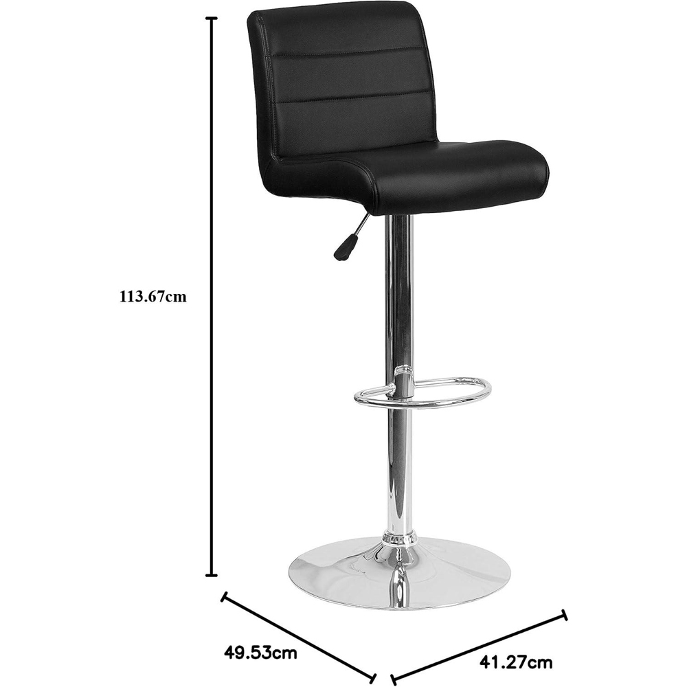 FWStyle Black Faux Leather Waterfall Bar Stool Set of 2 Image 6