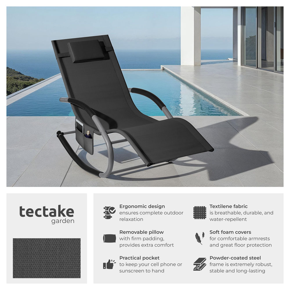 tectake Taya Black Rocking Sun Lounger Image 6