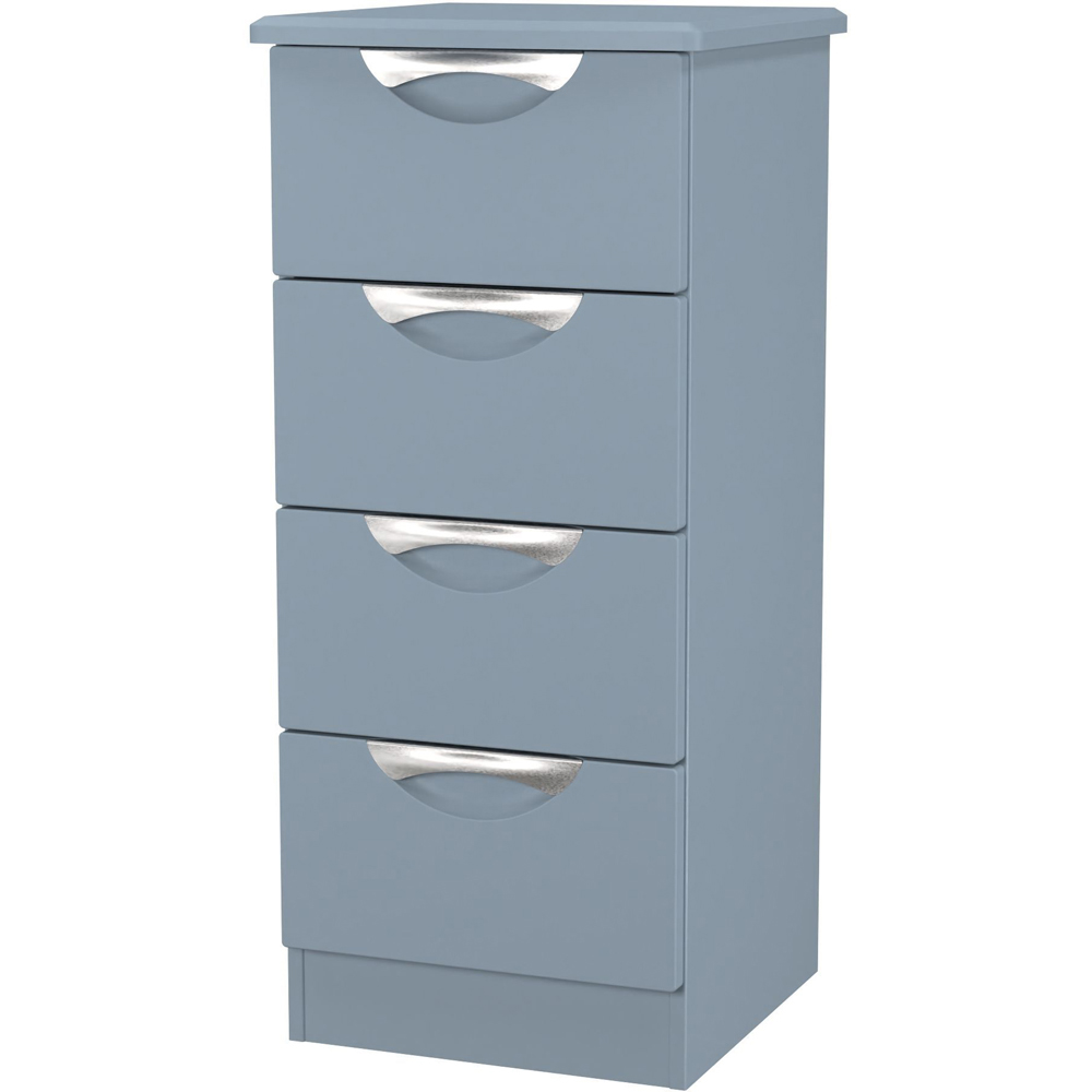 Crowndale Camden 4 Drawer Denim Blue Bedside Cabinet Ready Assembled Image 3