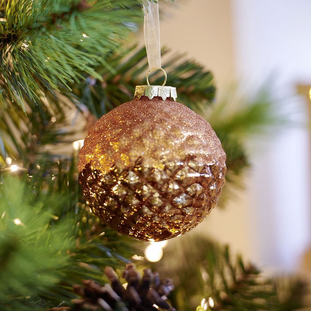 Wilko Country Christmas Copper Glass Christmas Bauble Wilko