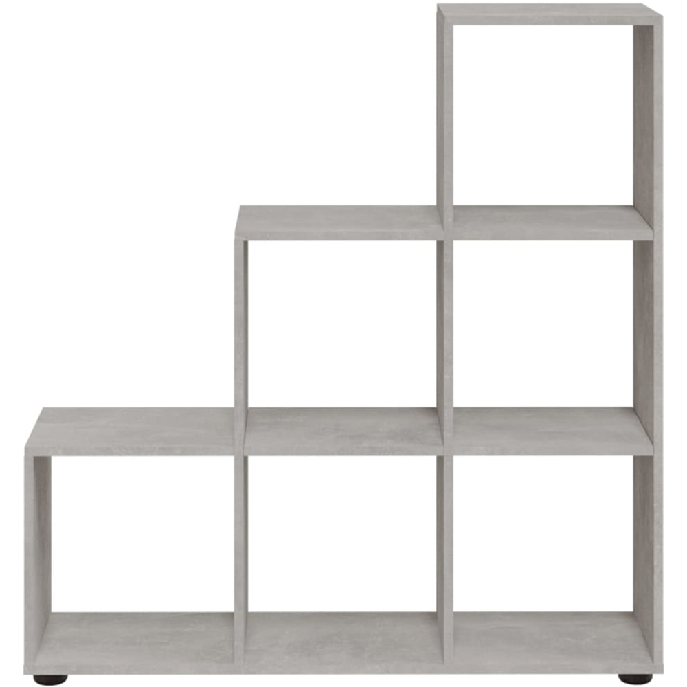 vidaXL 6 Shelf Concrete Grey Staircase Bookcase Image 4