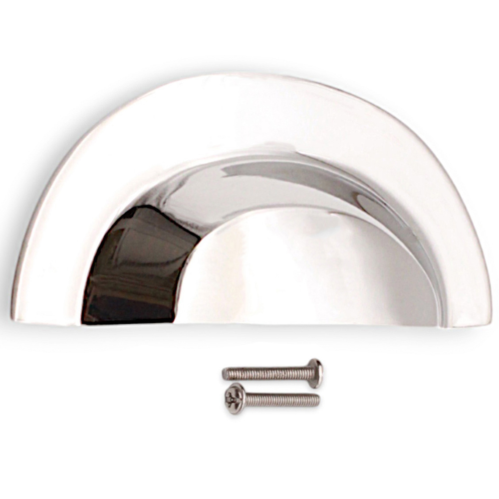Spira Brass Polished Nickel Large Slim Cup Pull Drawer Handle Image 3
