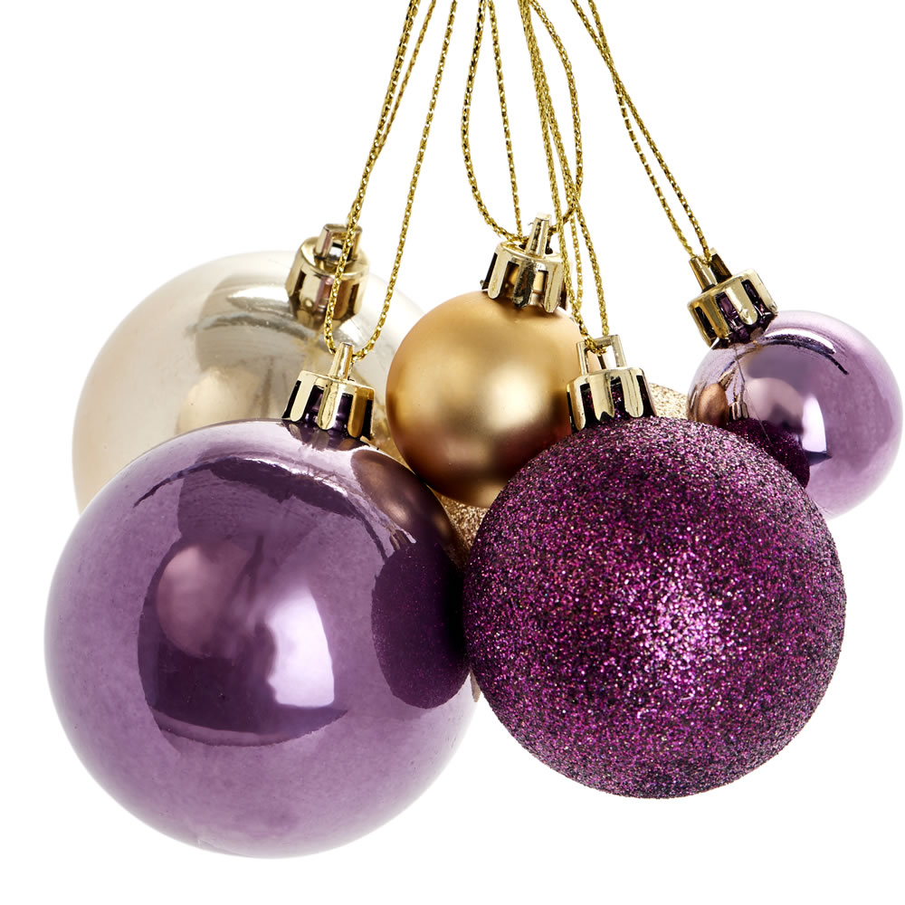 Wilko 50 pack Midnight Magic Mixed Christmas Baubles Image 1