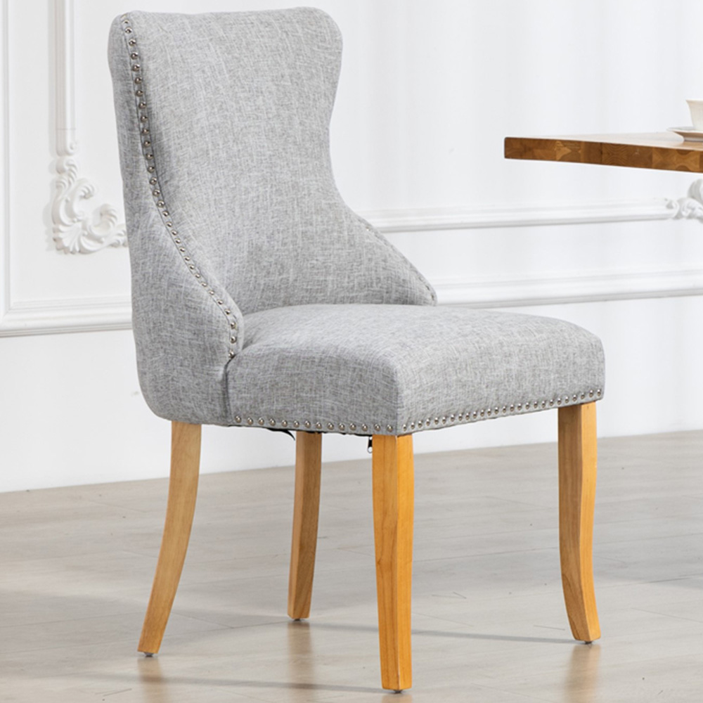 Artemis Home Olivola Set of 2 Light Grey Fabric Dining Chair Image 1