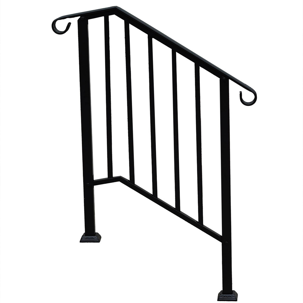 Gr8 Garden 2 Steps Black Steel Outdoor Stair Handrail Image 2