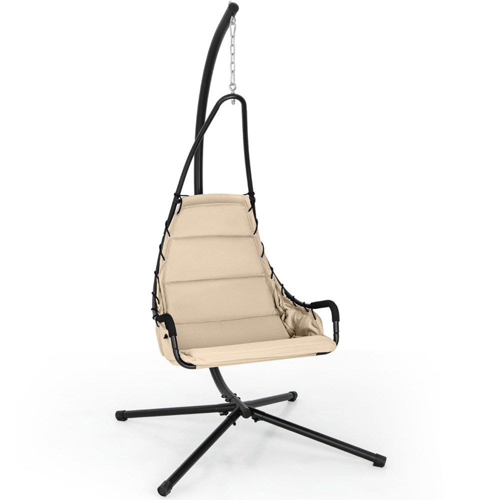 Costway Beige Hammock Swing Chair with Padded Seat Image 2