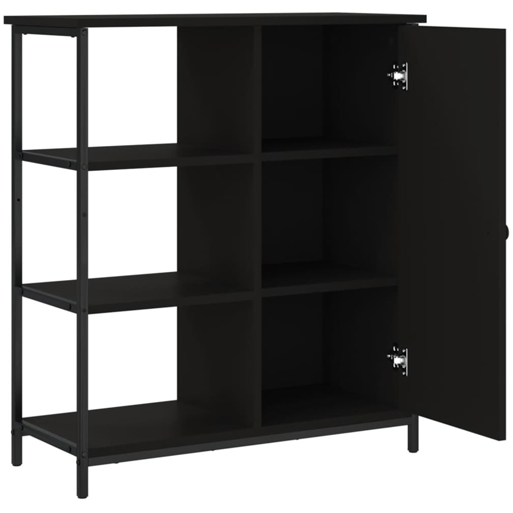 vidaXL Single Door 3 Shelf Black Wooden Sideboard Image 5