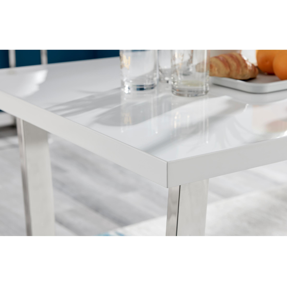 Furniturebox Solo 4 Seater White High Gloss and Chrome Dining Table Image 4