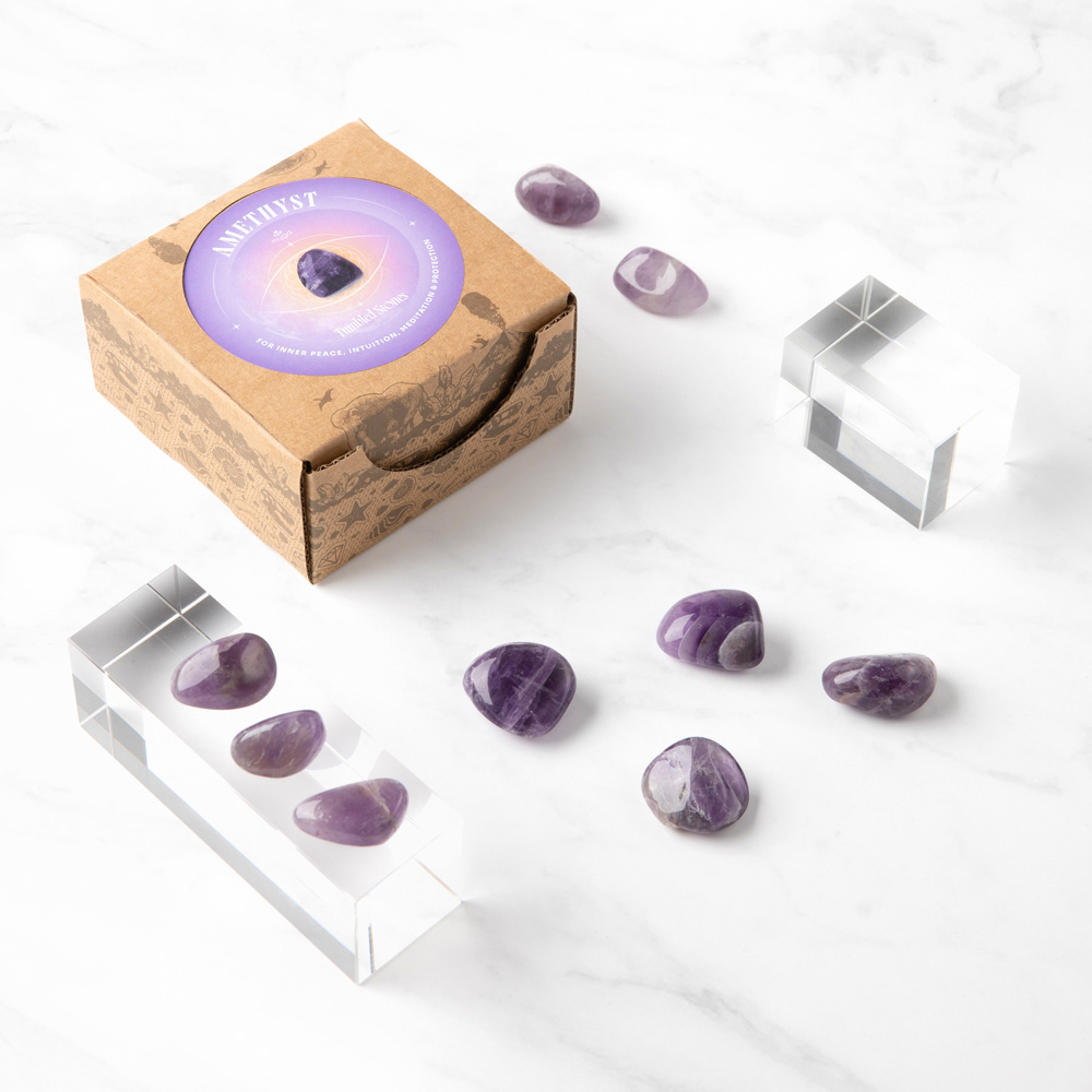 Myga 50 Piece Amethyst Tumbled Stone Healing Crystal Image 3