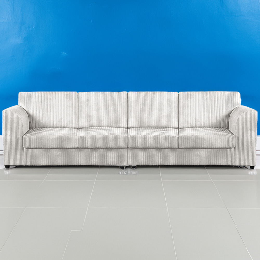 Luxor 4 Seater Silver Jumbo Cord Full Back Sofa Image 1