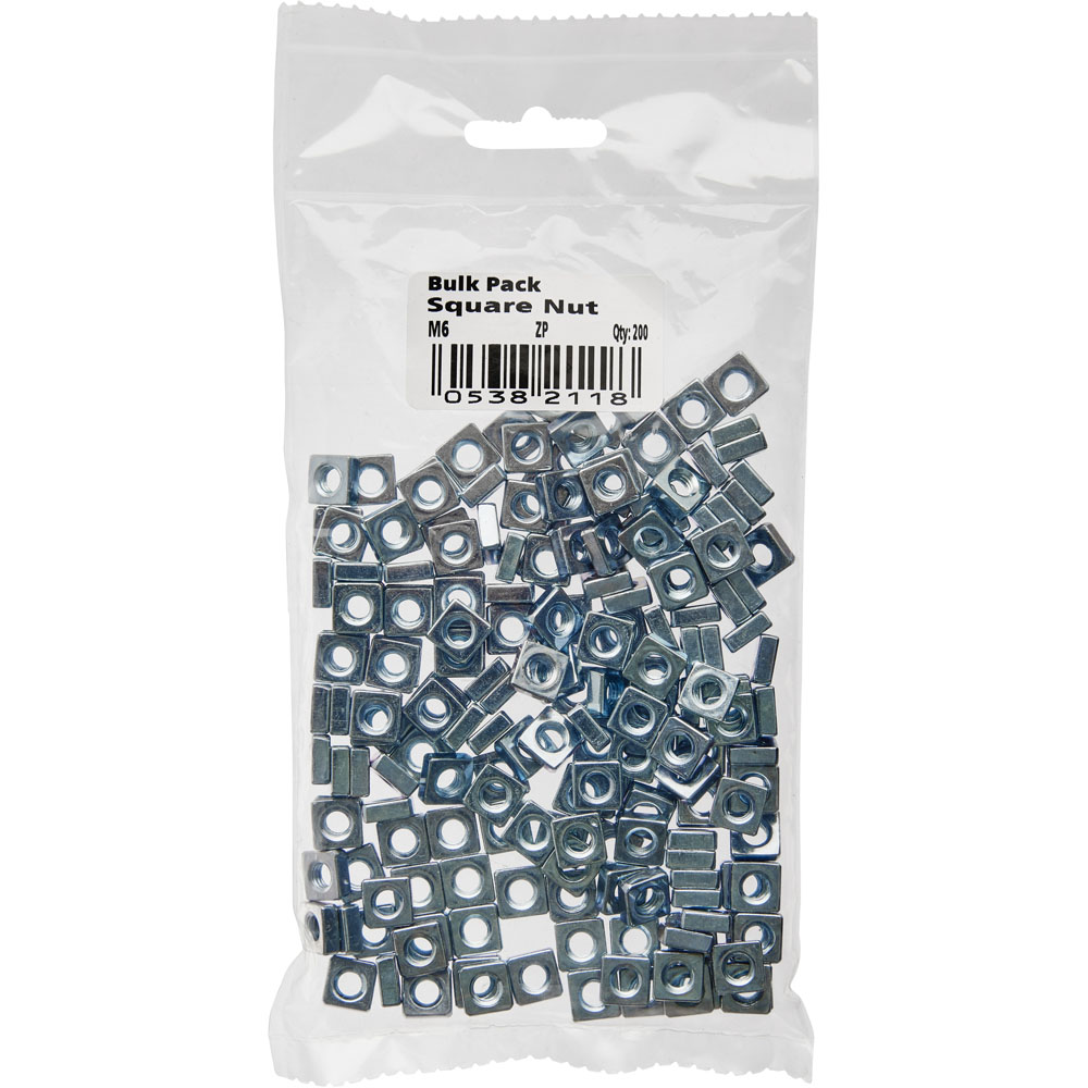 Wilko M6 Zinc Plated Square Nuts 200 Pack Image 3