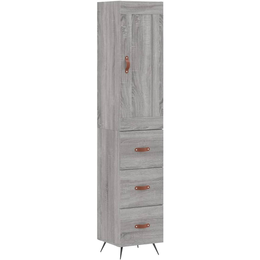 vidaXL Single Door 3 Drawer Grey Sonoma Slim Highboard Image 2