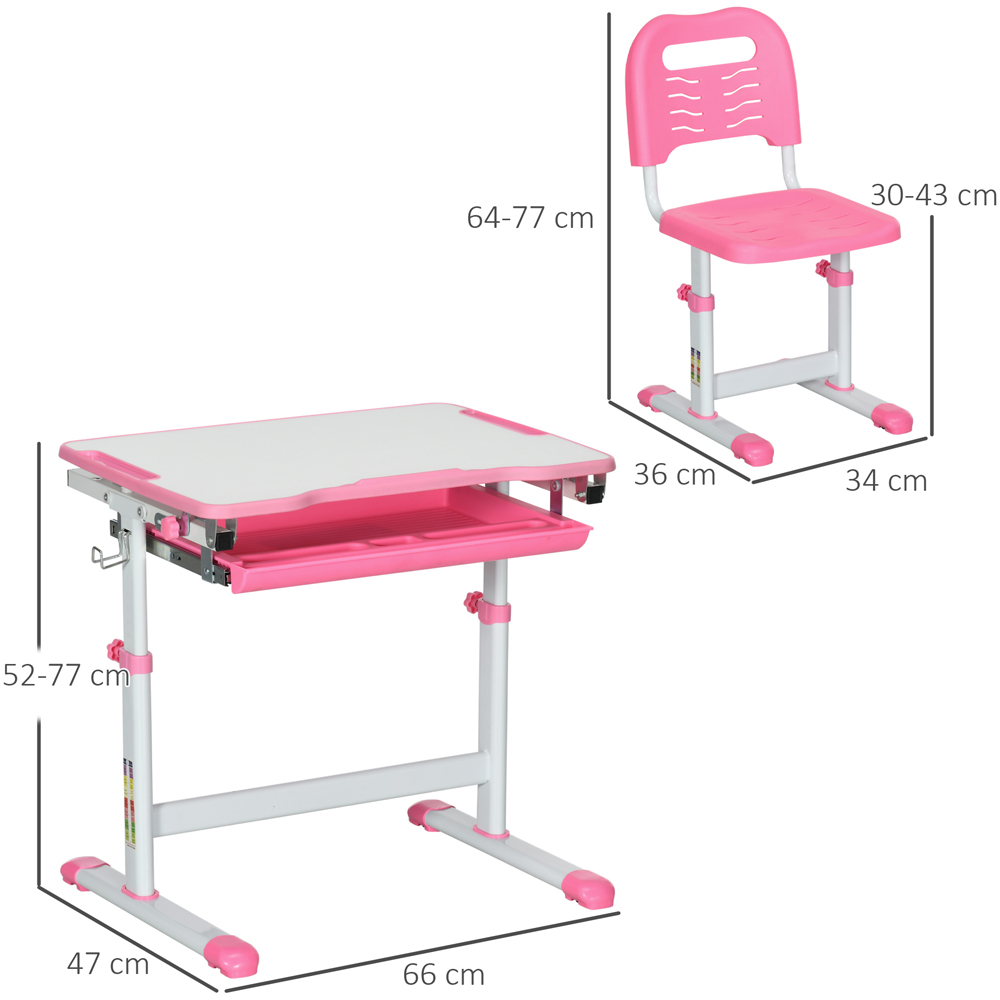 Playful Haven 2 Piece Kids Desk and Chair Set Pink Image 7