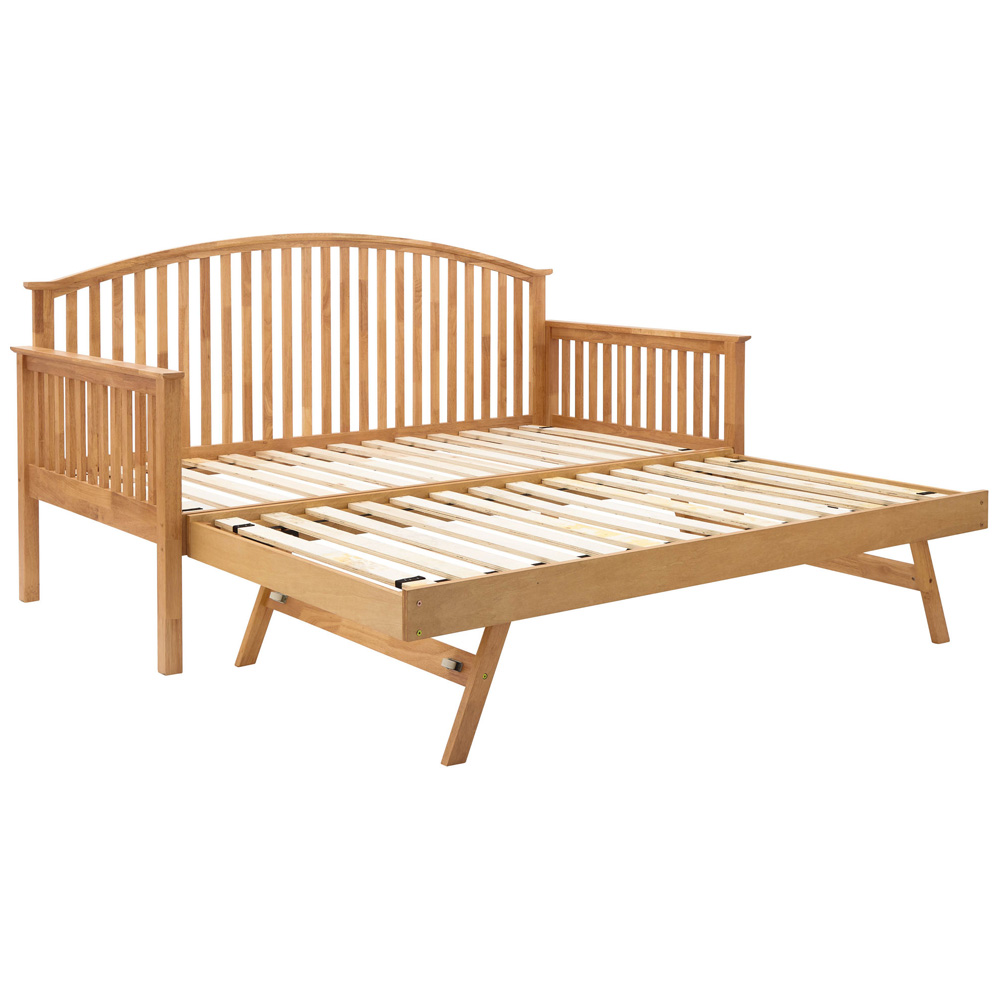 GFW Madrid Single Oak Wood Wooden Day Bed with Trundle Image 4