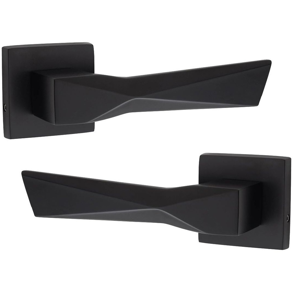 Golden Grace Matt Black Aura Bathroom Door Handle Set Image 2