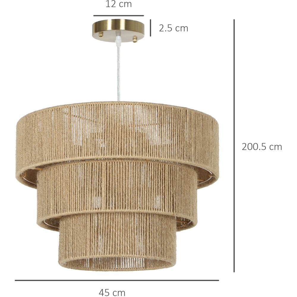 Portland Bohemian 3 Tier Light Brown Hemp Rope Pendant Light Image 9
