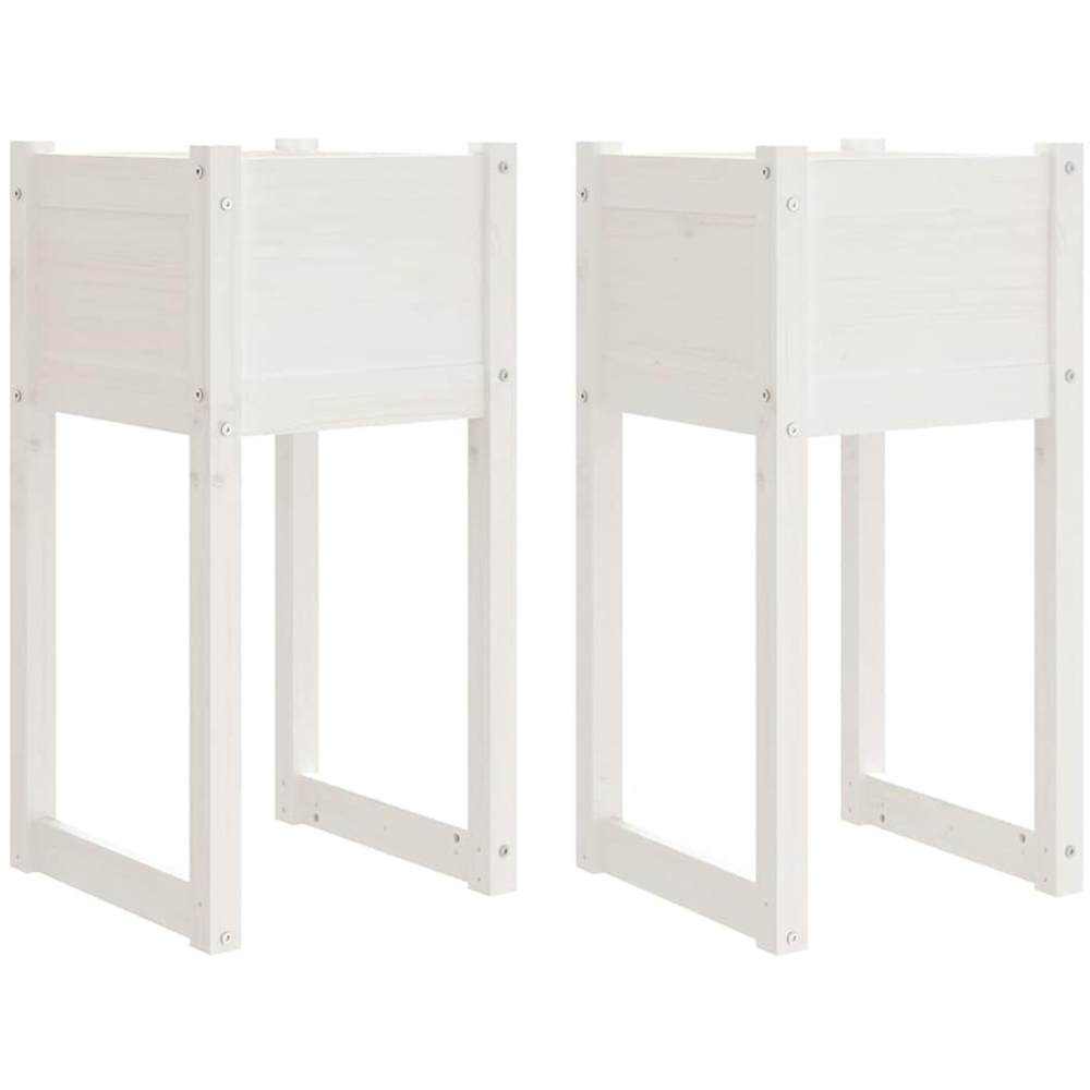 vidaXL White Solid Pine Wood Garden Planter with Legs 81 x 40 x 40cm 2 Pack Image 5