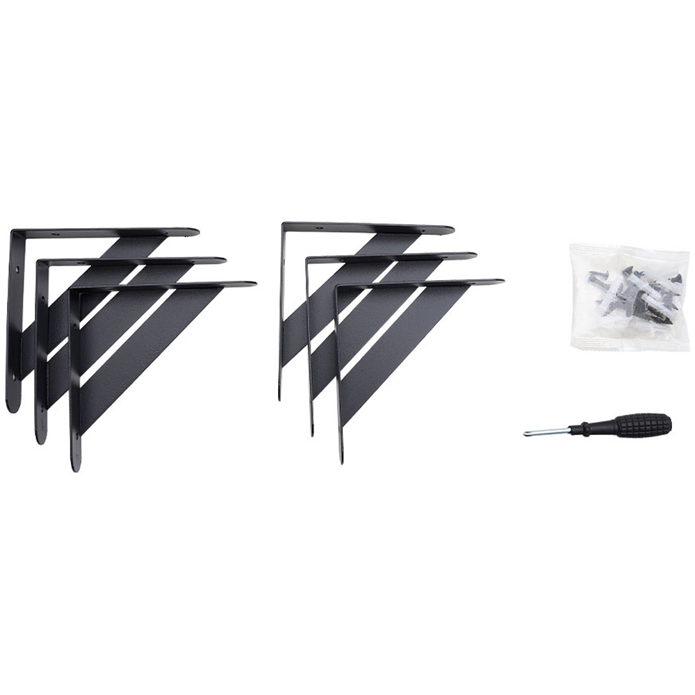 Living and Home 4 Piece Natural L-Shaped Wall-Mounted Shelf Image 6