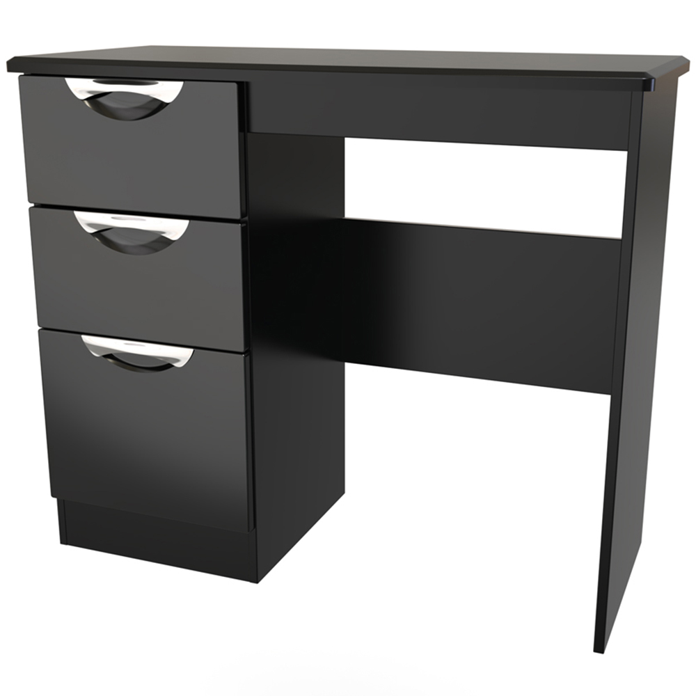 Crowndale Camden 3 Drawer Black Gloss and Black Vanity Dressing Table Ready Assembled Image 4