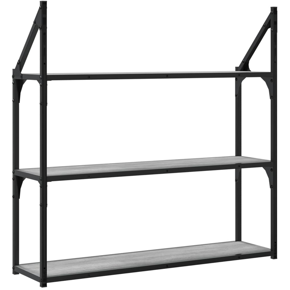 vidaXL 80cm 3 Shelf Grey Sonoma Wall Shelf Image 5