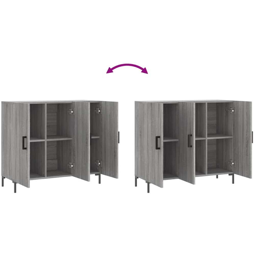 vidaXL 3 Door Grey Sonoma Wooden Sideboard Image 9