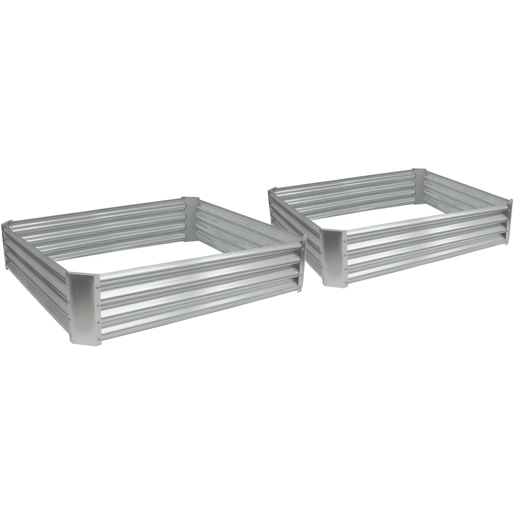 Harbour Housewares Silver Square Galvanised Steel Raised Garden Bed 120 x 120cm 2 Pack Image 1