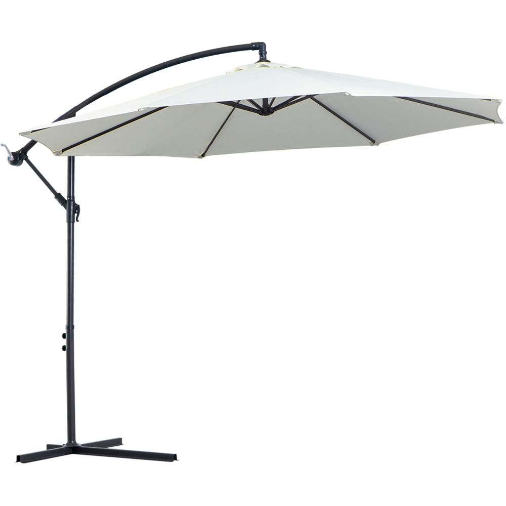 Outsunny Cream White Cantilever Banana Parasol with Cross Base 3m Image 1