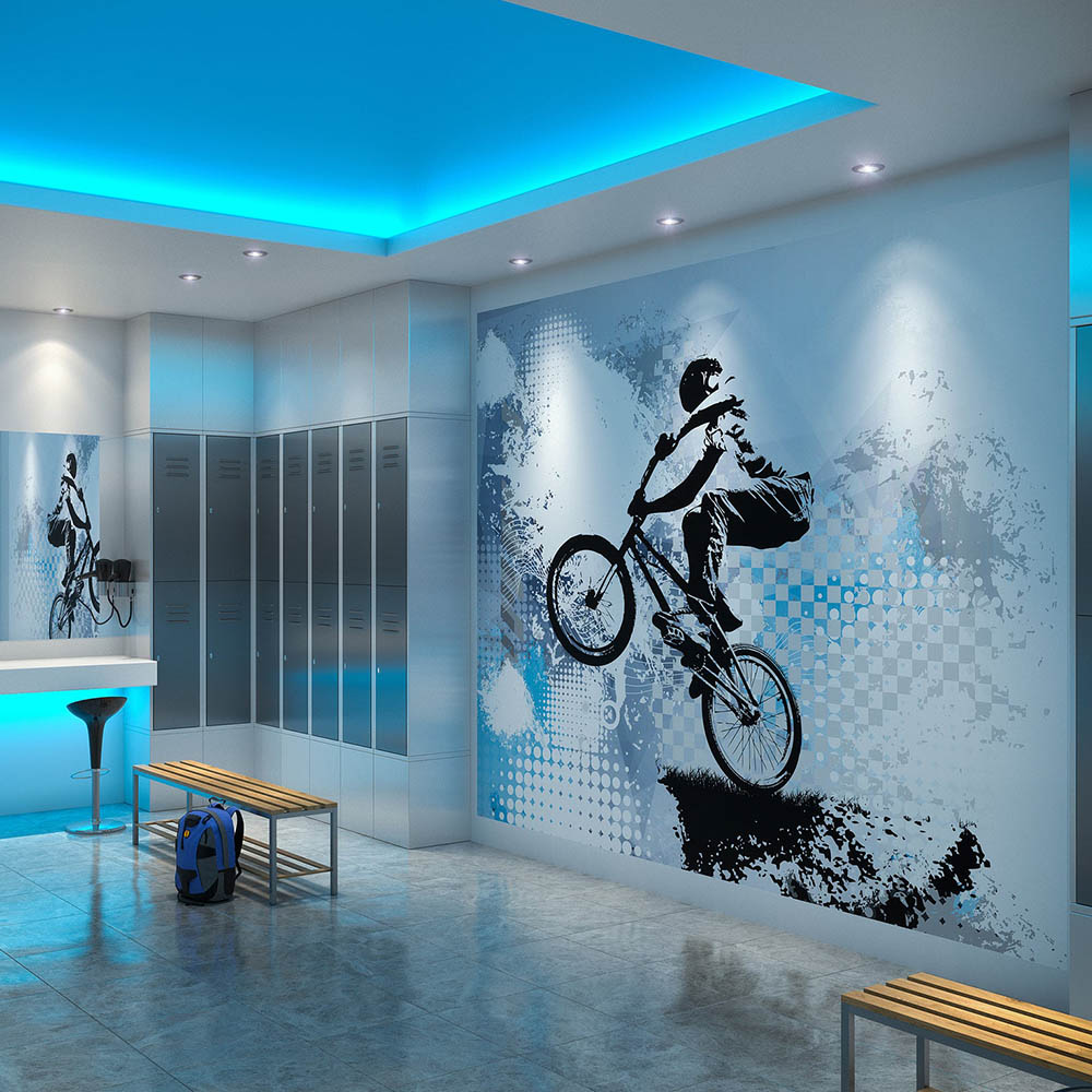 Origin Murals Bmx Biking Blue Wall Mural Image 1