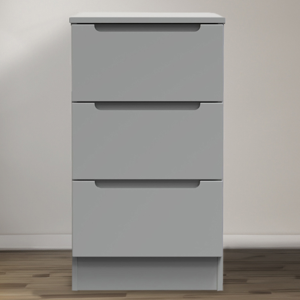 Crowndale Milan 3 Drawer Dusk Grey Bedside Table Image 1