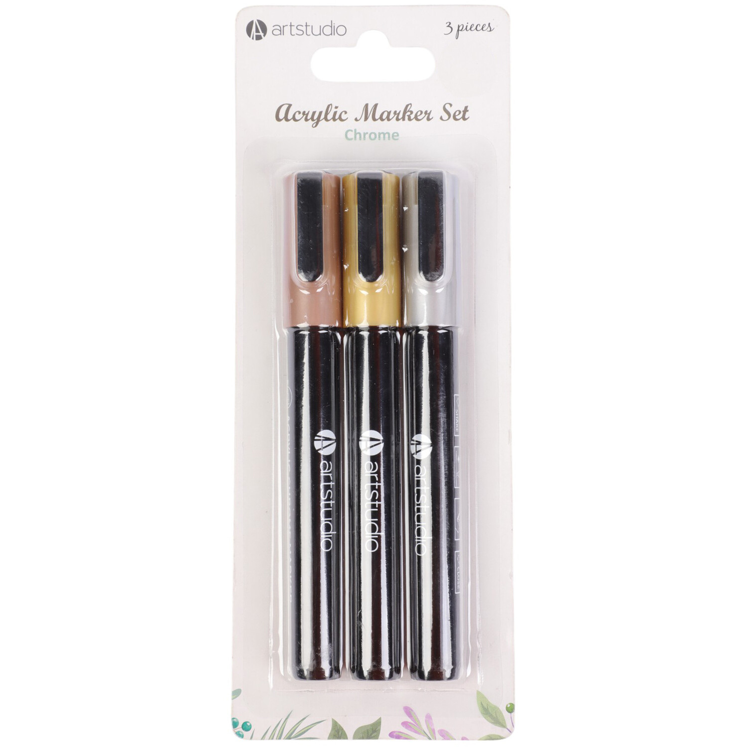 Set of 3 Acrylic Chrome Markers Chrome Image 1
