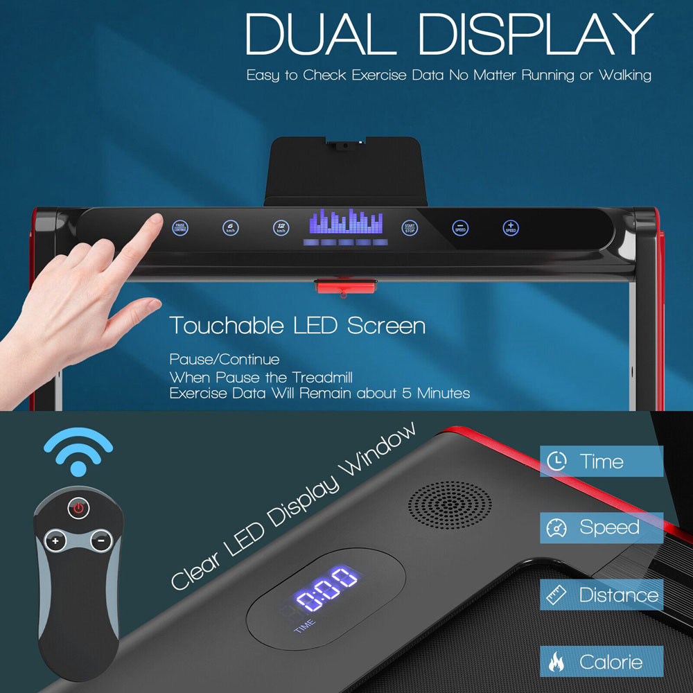 Costway 2 in 1 Red Folding Under Desk Treadmill with Dual LED Display Image 7