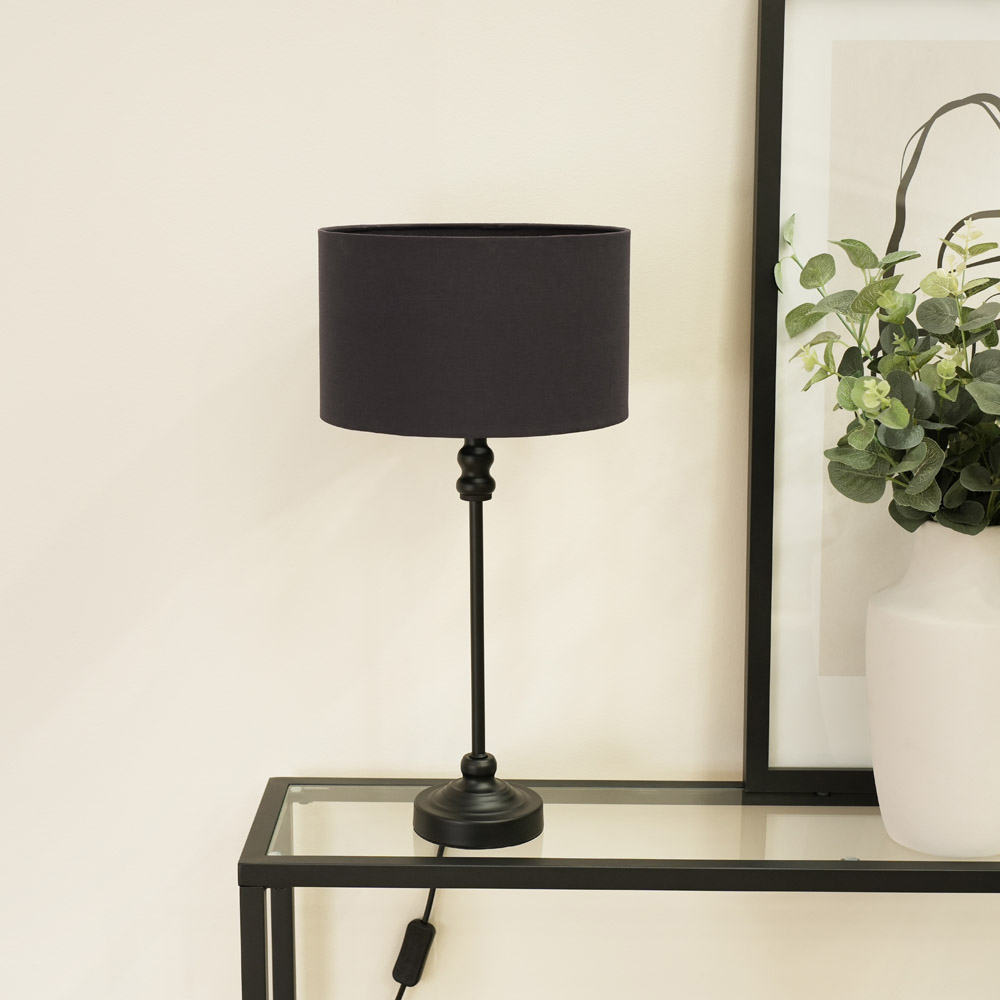 ValueLights Maggie Black Drum Shade Candlestick LED Table Lamp Image 3