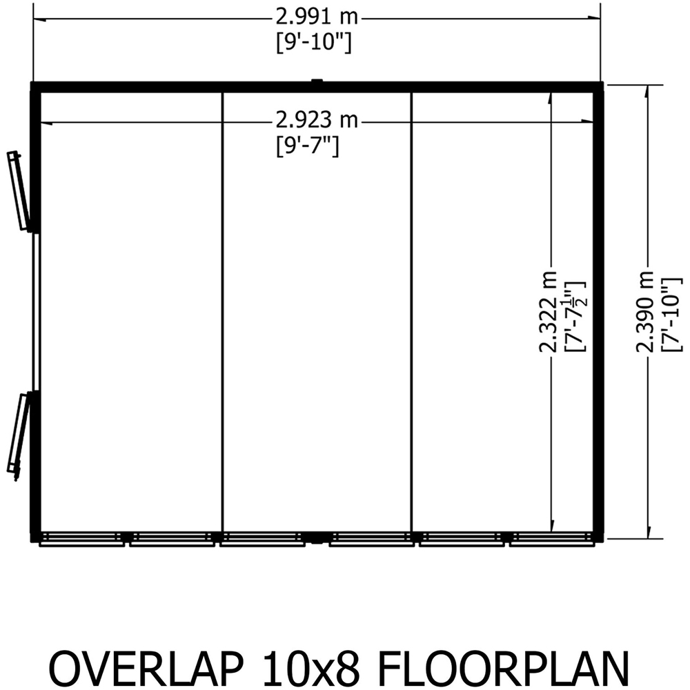 Shire 10 x 8ft Double Door Dip Treated Overlap Apex Shed Image 9