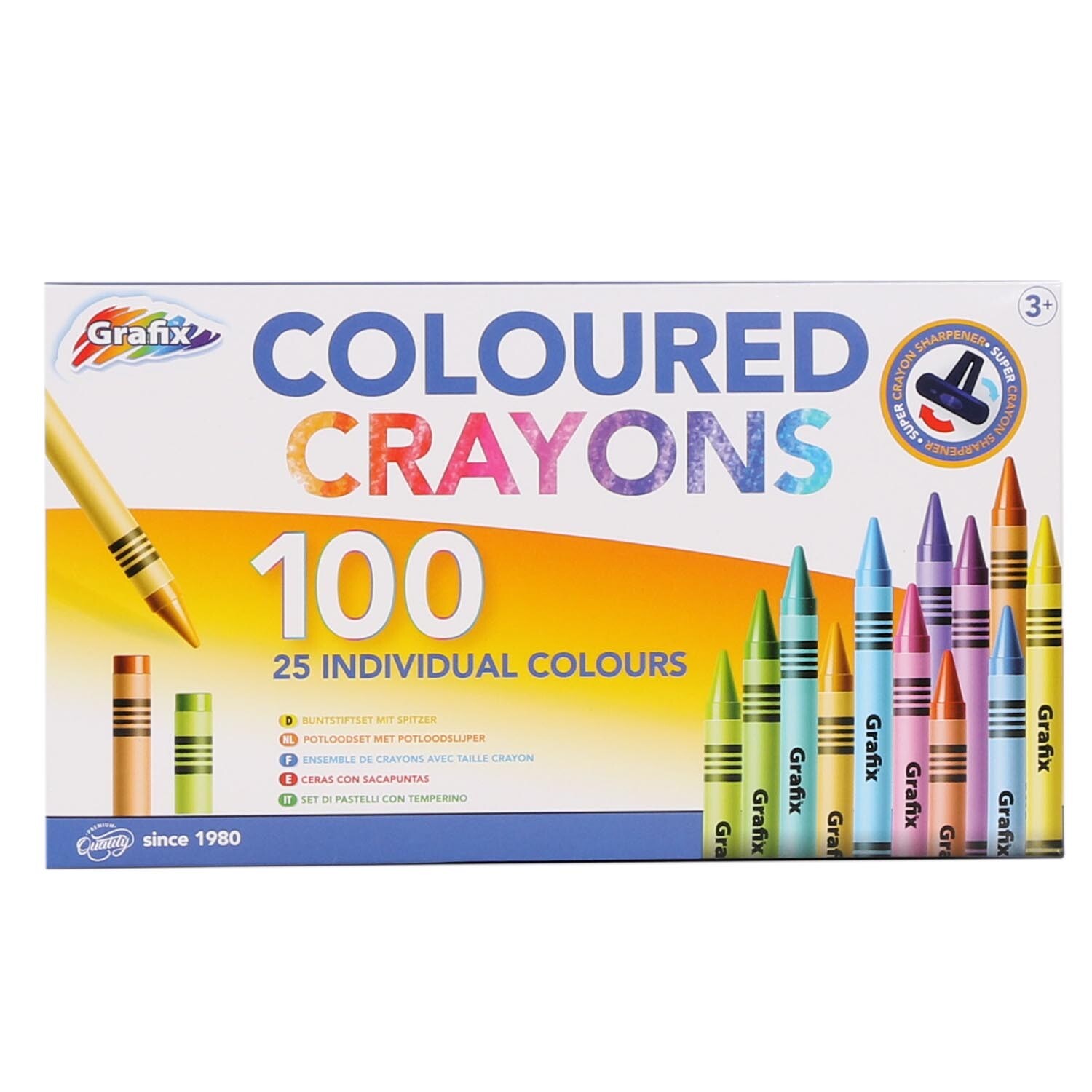Pack of 100 Colouring Crayons with Sharpener Image 1