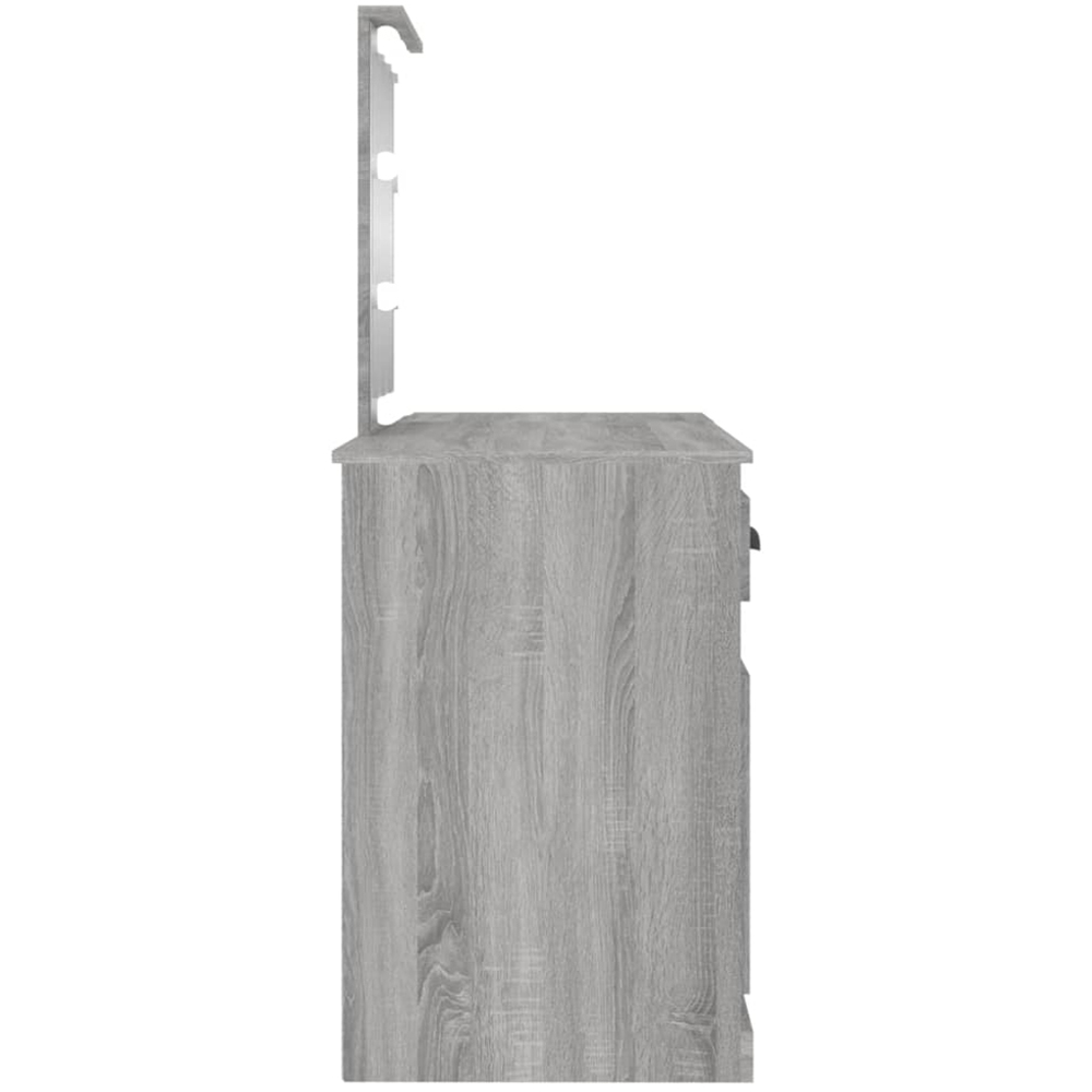 vidaXL 2 Door 2 Drawer Grey Sonoma Dressing Table with LED Mirror Image 7