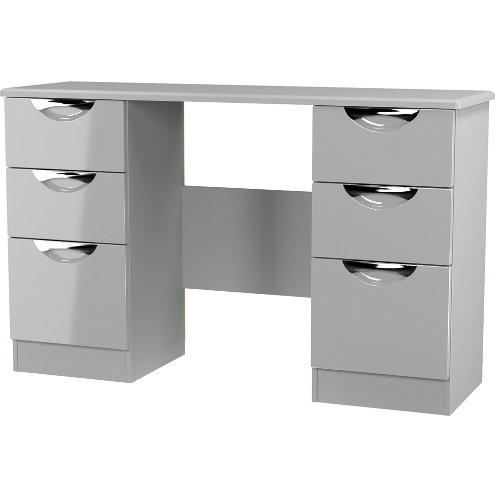 Crowndale Camden 6 Drawer Grey Gloss and Dusk Grey Kneehole Desk Ready Assembled Image 4