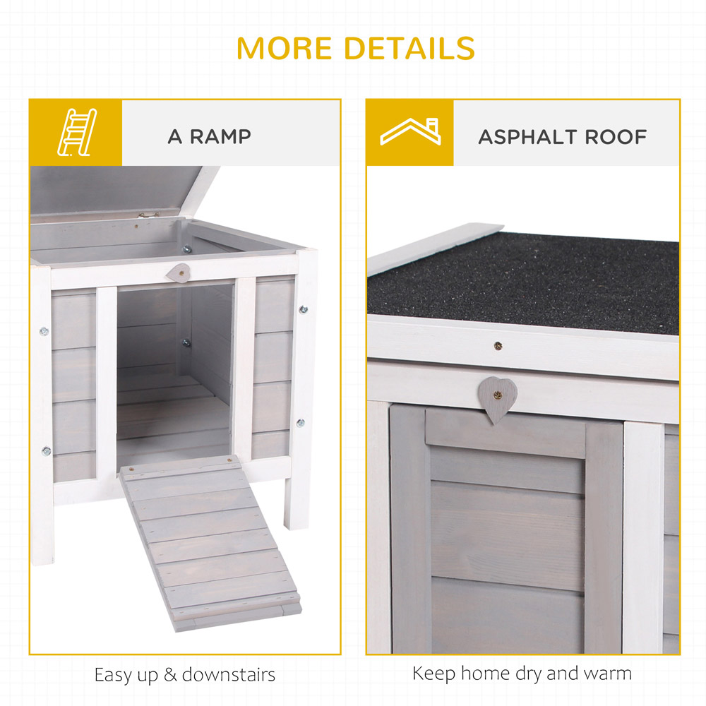 PawHut Grey Wooden Raised Pet Hutch Image 6