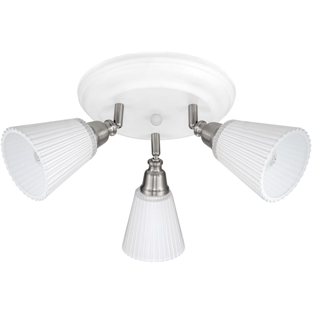 Cosylyte Leverton 3 Light Round Plate Ribbed Glass Spotlight Image 1