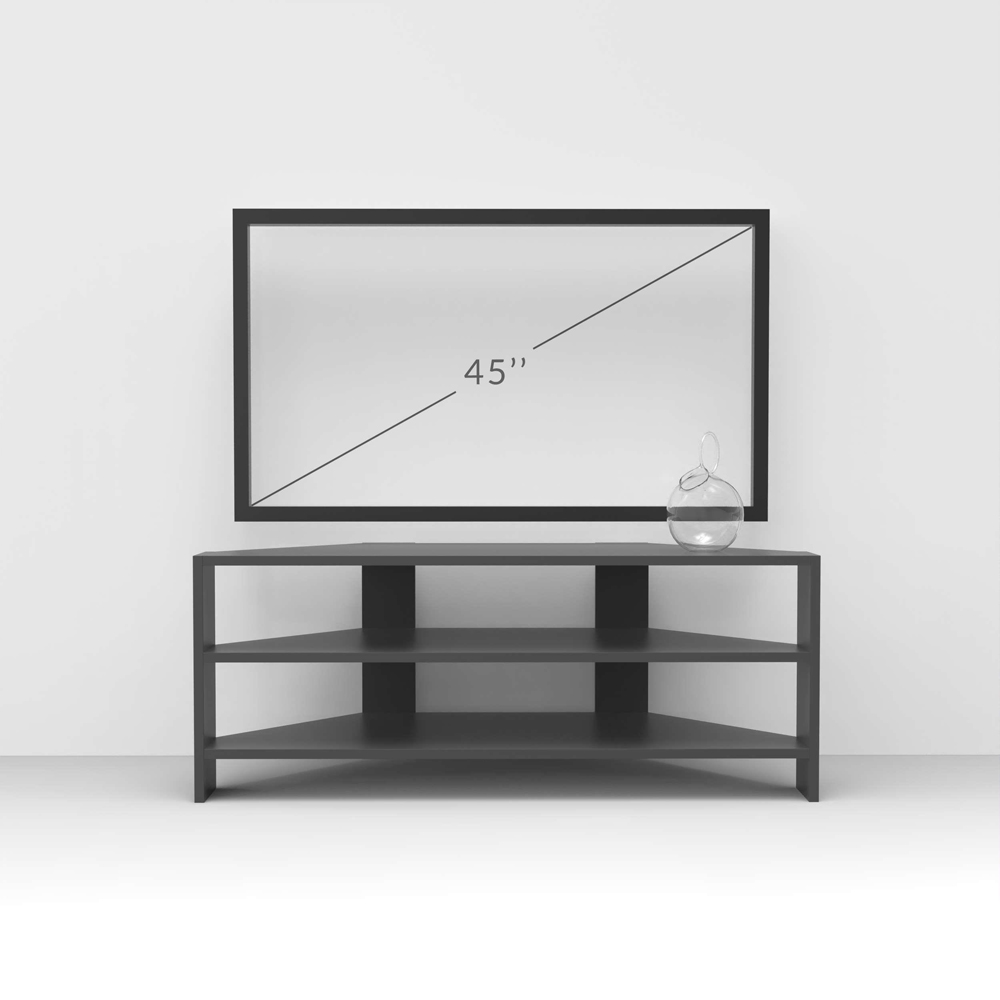 Decortie Thales 2 Shelf Mocha Grey Modern Corner TV Unit Image 4