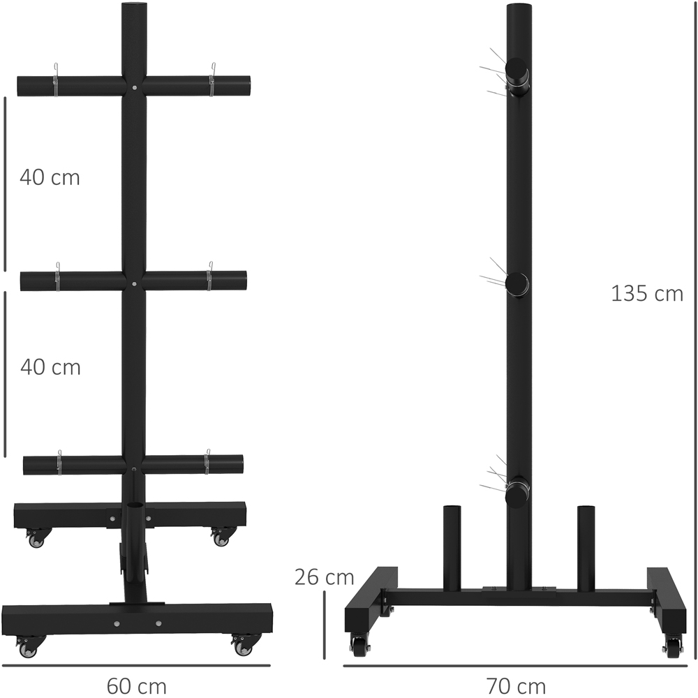 SPORTNOW 3 Tier Weight Organizer Stand with 4 Wheels Image 7
