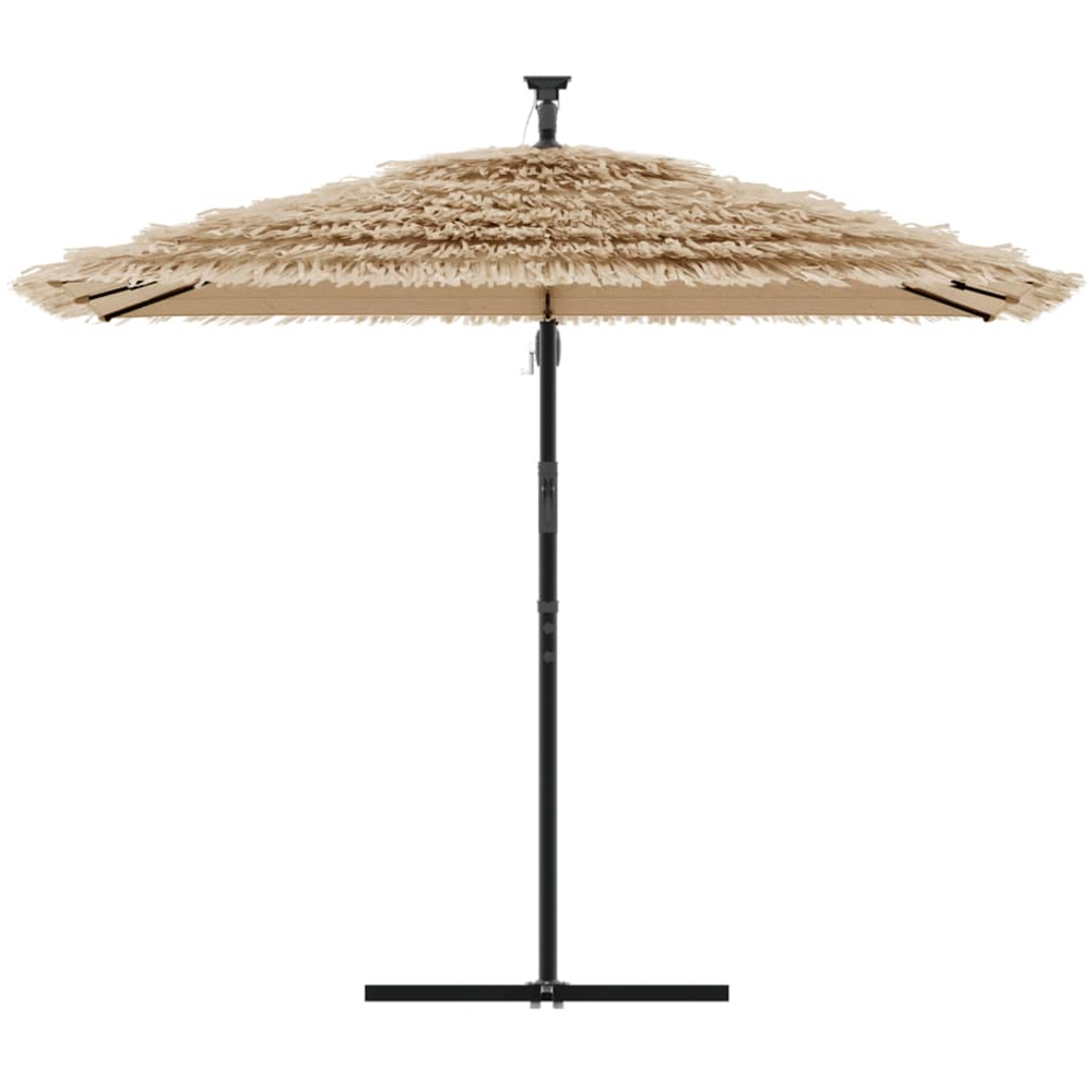 vidaXL Brown LED Light Straw Top Cantilever Parasol with Steel Pole 2.6m Image 3