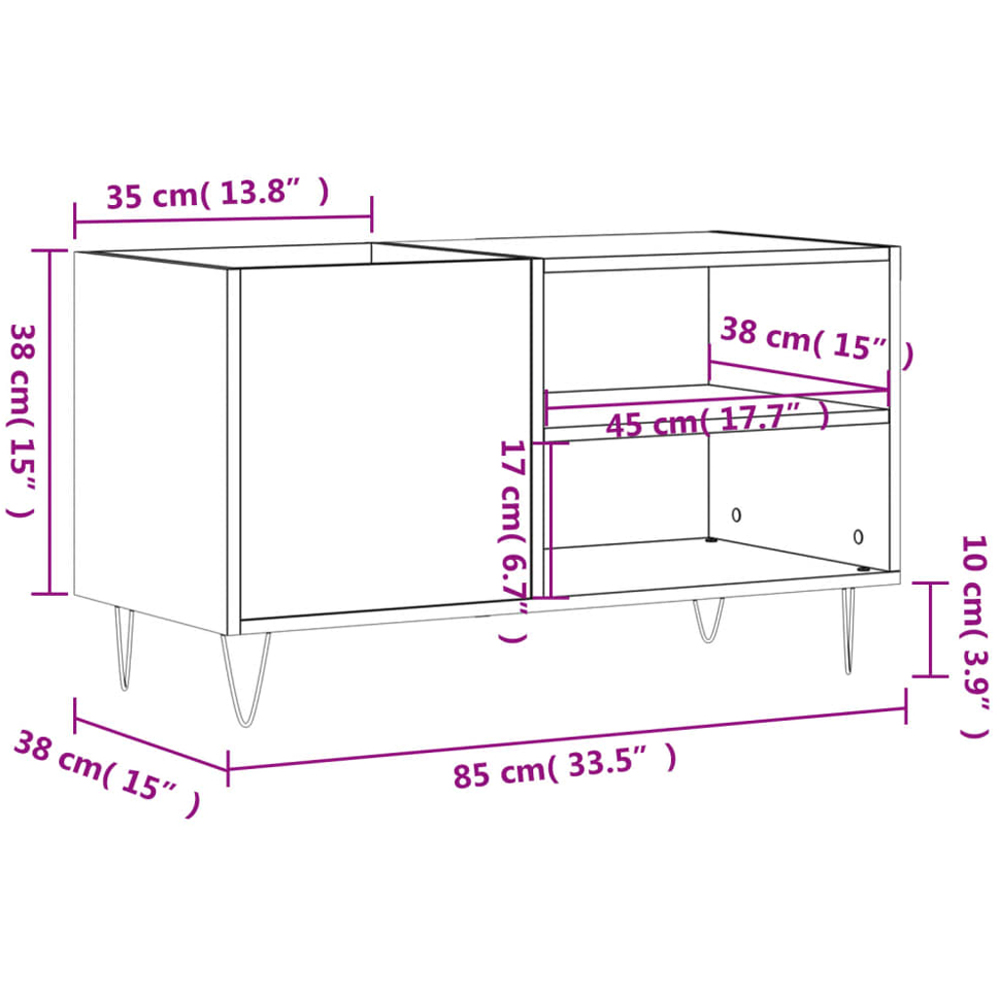 vidaXL 2 Shelf Sonoma Oak Record Cabinet Image 9