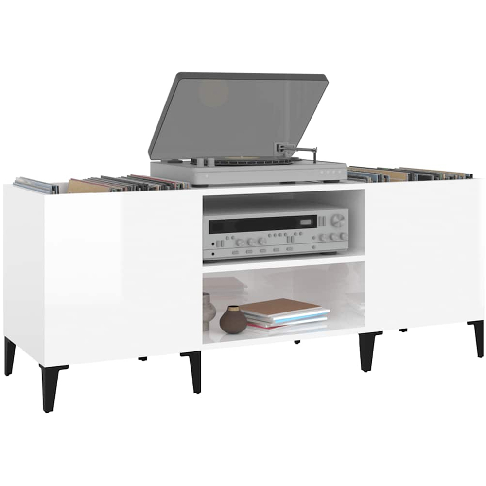vidaXL 2 Shelf White Record Cabinet Image 3