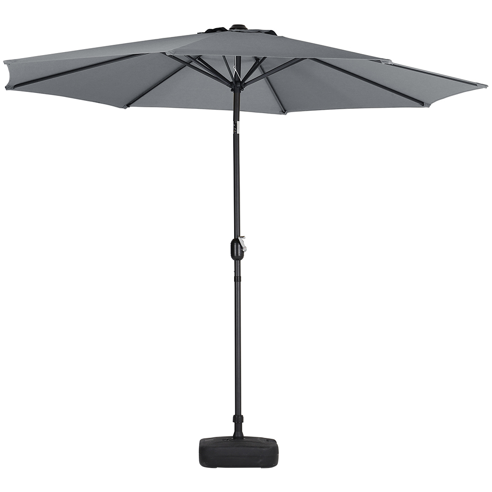 Living and Home Dark Grey Round Crank Tilt Parasol with Square Base 3m Image 4