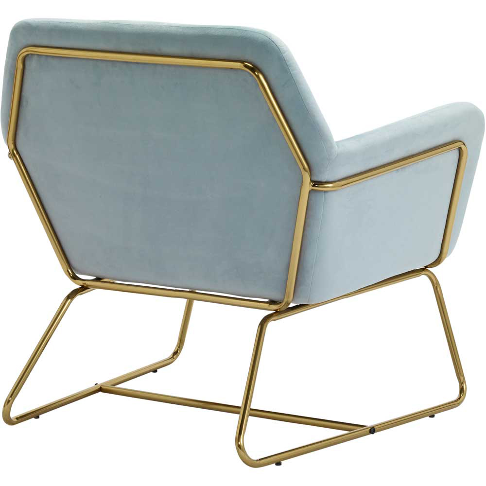 Charles Sky Blue and Gold Velvet Armchair Image 5