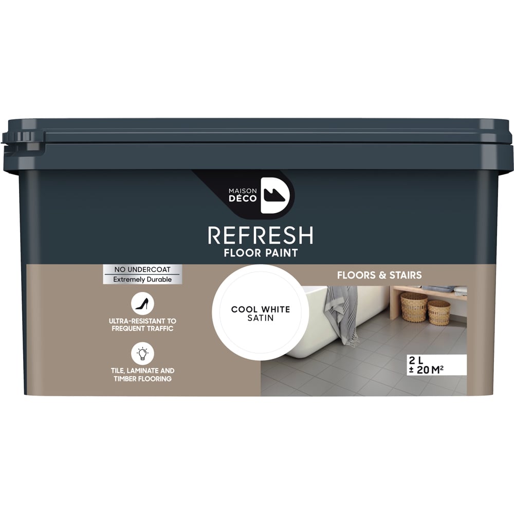 Maison Deco Refresh Floor Cool White Satin Paint 2L Image 2