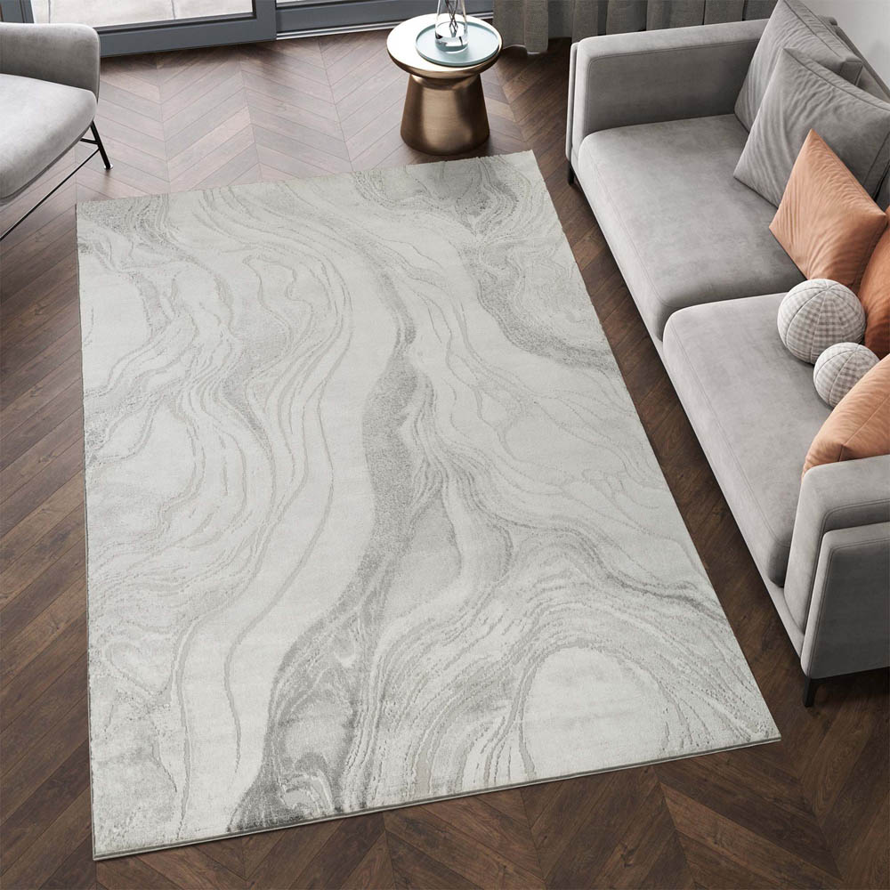 Desire Rugs Novu Stream Grey Modern Abstract Metallic Sheen Rug 120 x 170cm Image 5