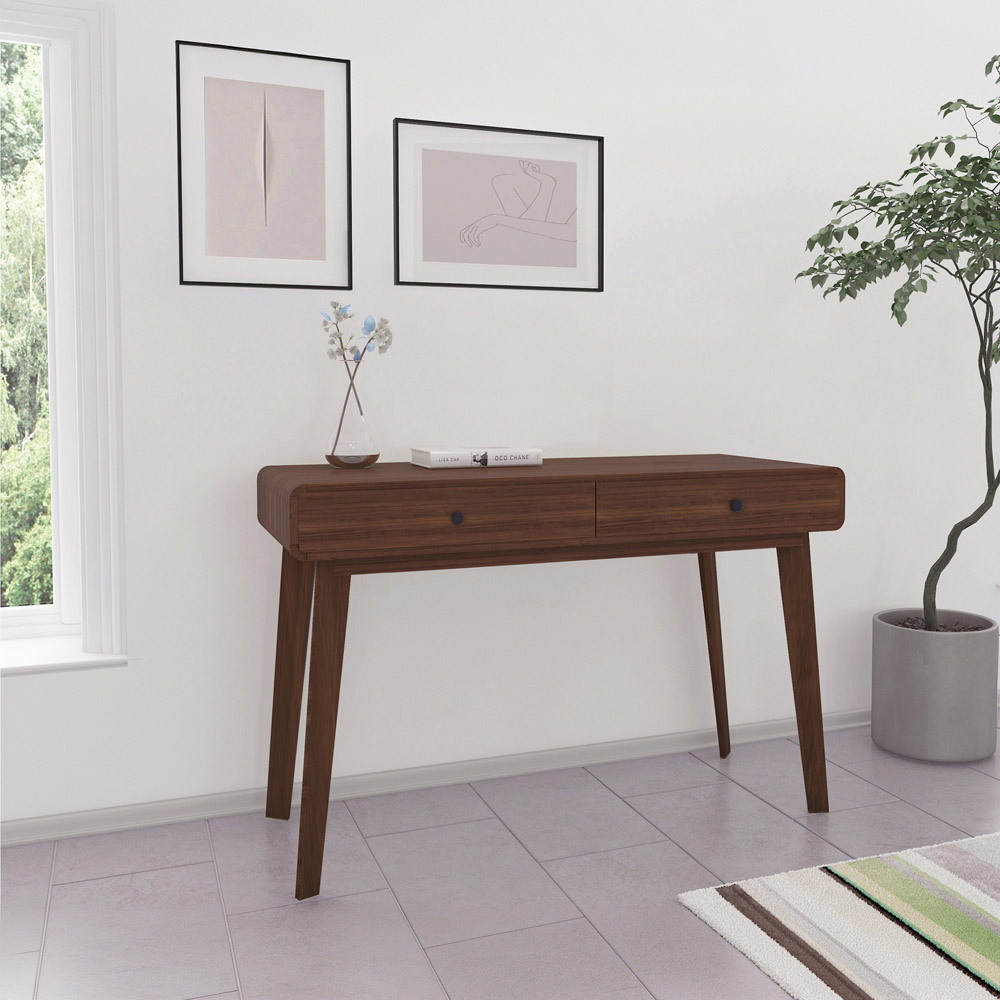 Loft24 Cassie 2 Drawer Walnut Wooden Compact Desk Image 5