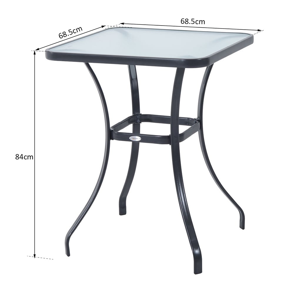 Outsunny Square Glass Bistro Table Image 6