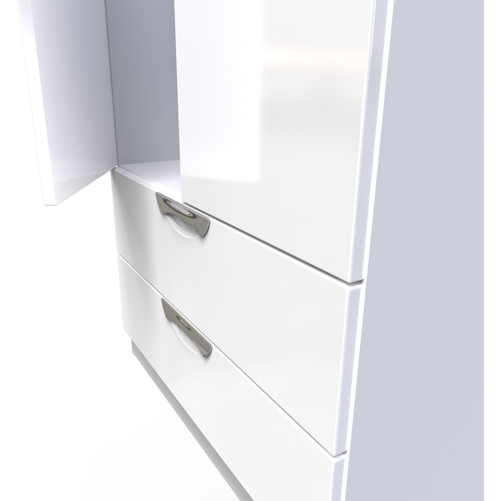 Crowndale Camden 2 Door 2 Drawer White Gloss and White Wardrobe Ready Assembled Image 7